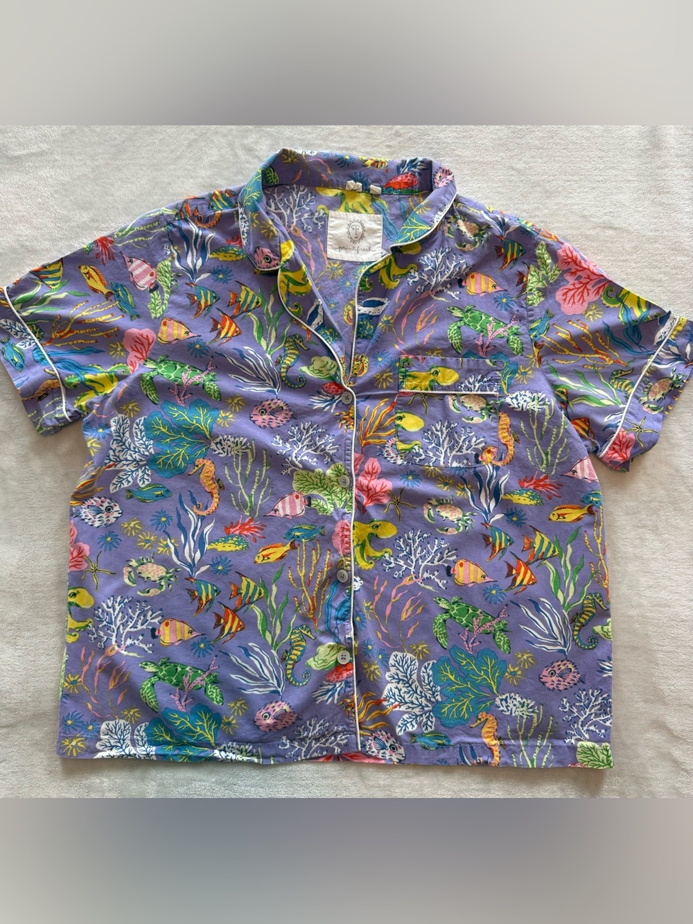 Printfresh Oceania Pajamas Top XL Button Down Top
